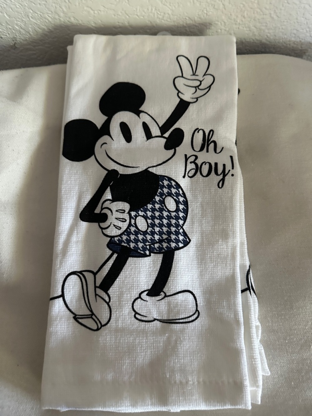 NWOT - Disney Mickey Mouse White and Black Kids Kitchen Towel with Navy Accents - Picture 2 of 4